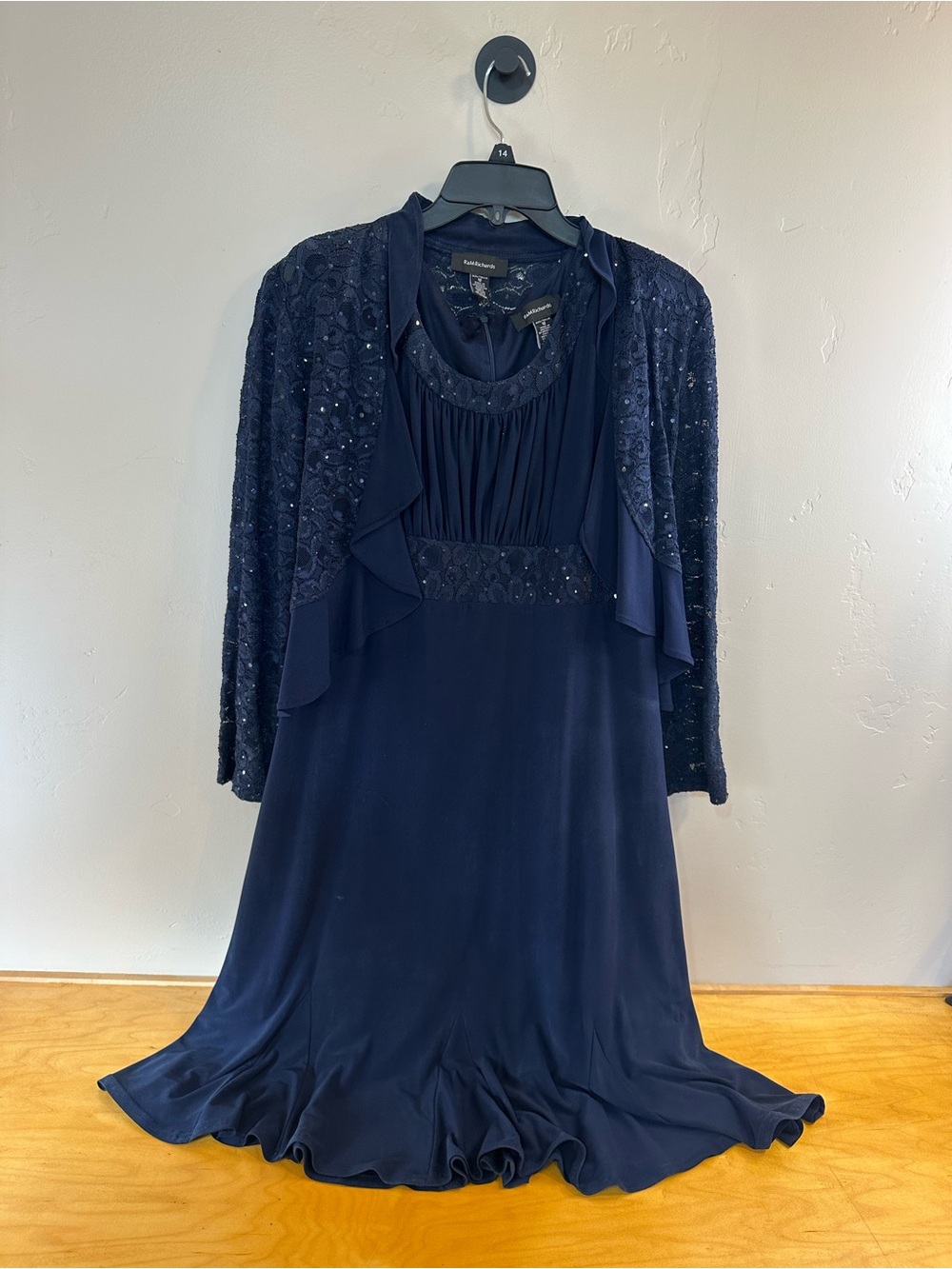 R&M Richard’s Dress and Bolero Set Size 12 Navy Blue